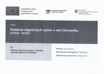Riešenie migračnej krízy v obci Domaníky